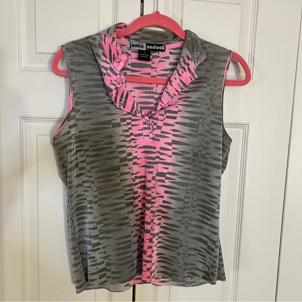 Jamie Sadock Size Small Gray and Pink Patterned Sleeveless EUC